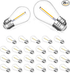 25 Pack S14 Replacement Bulbs for String Lights, 1W LED Waterproof Shatterproof Outdoor Light Bulbs, 2200K Amber Warm White, E26 Base, Non-Dimmable
