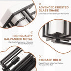 Outdoor Porch Light Wall Mounted Waterproof Wall Lantern Exterior Light Fixture for Entryways Yards Garage Front Porch, Square Metal Frame with Frosted Glass, Black