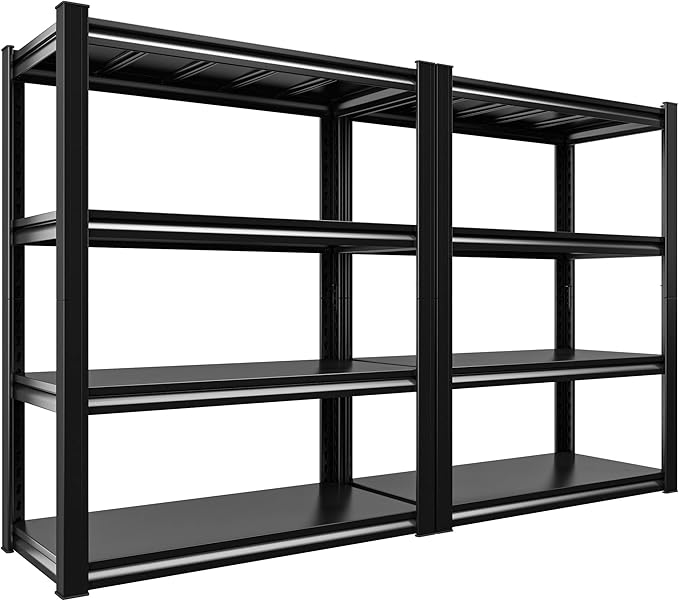 Raybee 40" W Garage Shelving 2000 LBS Storage Shelves 4 Tier Heavy Duty Shelving Adjustable Metal Shelves for Garage,Basement, Warehouse, 40" W x19 D x57 H, 2 Pack