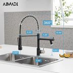Kitchen Faucet Black AIMADI Black and Brushed Nickel Kitchen Faucet with Pull Down Sprayer,Single Handle Faucet for Kitchen Sink with LED Light
