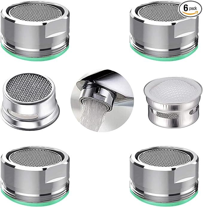 4PCS Faucet Aerator, 2 Packs of Aerator Filter Replacement Parts, With Brass Housing 15/16 Inch 24mm External Thread Aerator Faucet Filter, With Gasket, For Kitchen and Bathroom