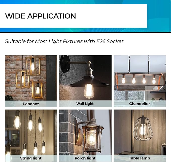 Hizashi Vintage LED Light Bulb Dimmable, 6W Equivalent 60W, Edison Bulbs 4000k Neutral White, E26 Base, 700LM, High CRI 95+ Eye Protection, Clear Glass, Pack of 18