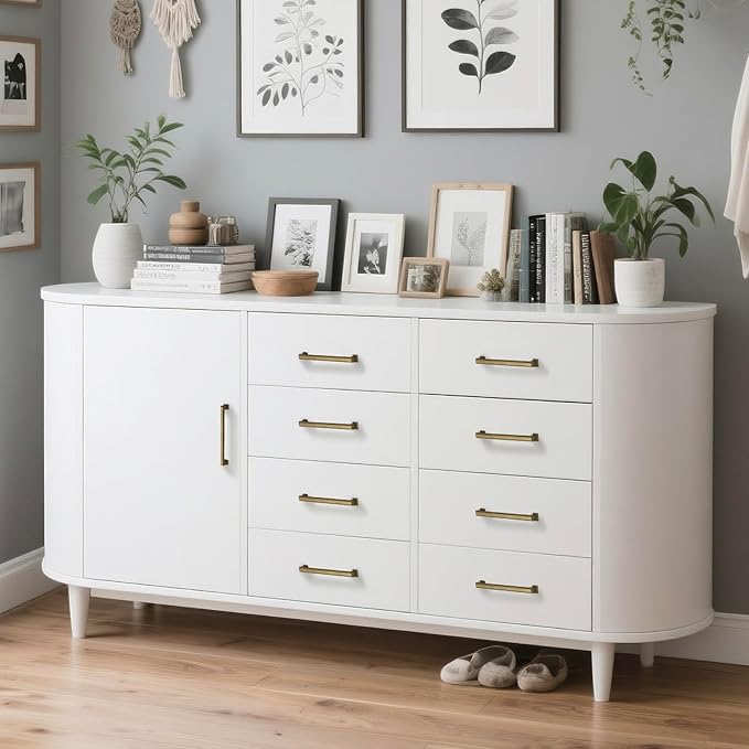 10 Pack 7.5 Inch(192mm) Hole Center Antique Brass Modern Cabinet Pulls Kitchen Cabinet Handles Kitchen Cabinet Hardware Timeless Drawer Pulls for Dresser Cupboard Wardrobe, A-Brass(7.5x10)