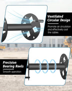 Upgrade Heavy Duty Double Welding Cable Lead Reel, 10" Lockable Welding Lead Reel with 10°Tilting Fixed Base and Metal Pin, Accommodates 150 Feet of 1/0 and 125 Feet of 2/0 Cable
