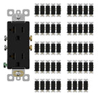 ELEGRP Glossy Black Decorator Electrical Wall Outlet Receptacle, 20A 125V Standard Outlets, 2 Pole 3 Wire, Non-Tamper Resistant, NEMA 5-20R, Self-Grounding Wall Outlet, UL Listed, 50 Pack