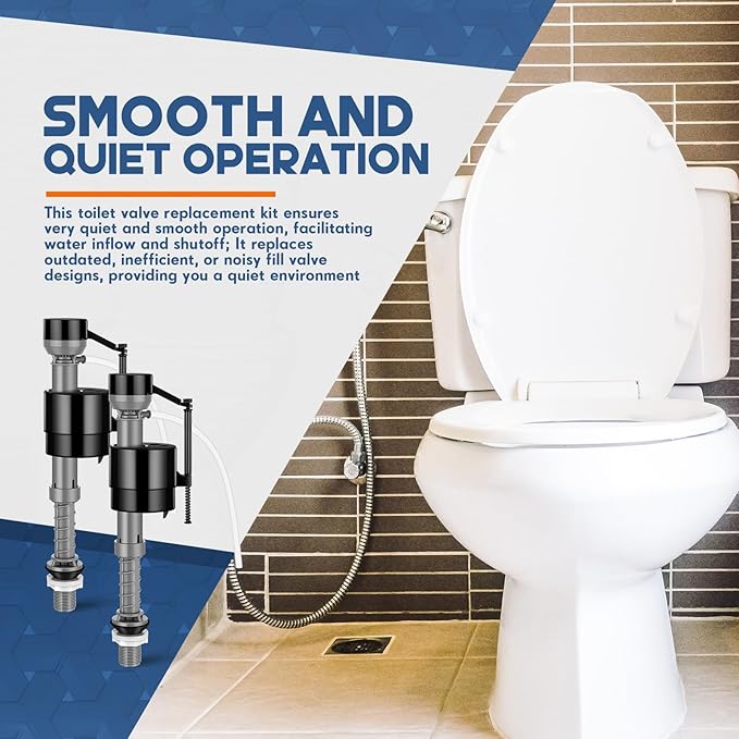 Lasnten 8 Pieces Toilet Fill Valve Toilet Tank Replacement Kit Valve Replacement Kit for Tank and Bowl Water Control