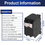 100 Amp 2-Pole Circuit Breaker, Type 3/4-Inch Plug-On Molded Case Circuit Breaker, 120/240V, Thermal Magnetic, 10-Yr Warranty
