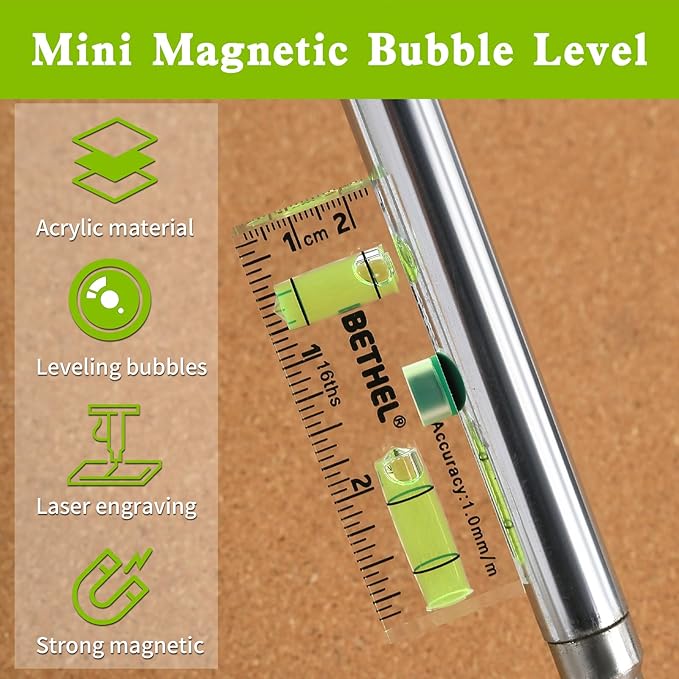 BETHEL Small Level Mini Bubble 90°/180°SpiritLevel,Magnetic 2.95 Inch Shatterproof Cross Check Pocket Level Picture HangingLevels Tools for Machinist,Construction & Household