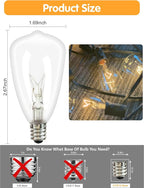 25-Pack ST35 Light Bulbs Replacement Edison Clear Bulbs -5 Watts C7/E12 Screw Base for Indoor/Outdoor Patio String Lights