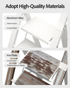 6 Step Ladder, Aluminum Folding Step Stoowith Convenient Handgrip,Lightweight 330lbs CapacityStep Ladder for Household, Ofice, Kitchen(White)