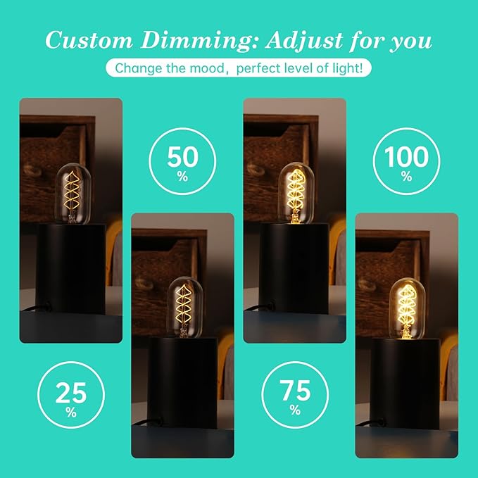 AMDTU Light Bulbs 75 Watt Equivalent, Ultra Filament Spiral LED Edison Bulb 7W, 700 Lumens E26 Base Edison LED Bulbs Dimmable, Soft White 2700K T45 Clear Glass Bulbs, 4 Pack