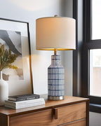 25" Modern Ceramic Lamps Single Table Lamp for Living Room Bedroom Farmhouse Nightstand Bedside Lamps