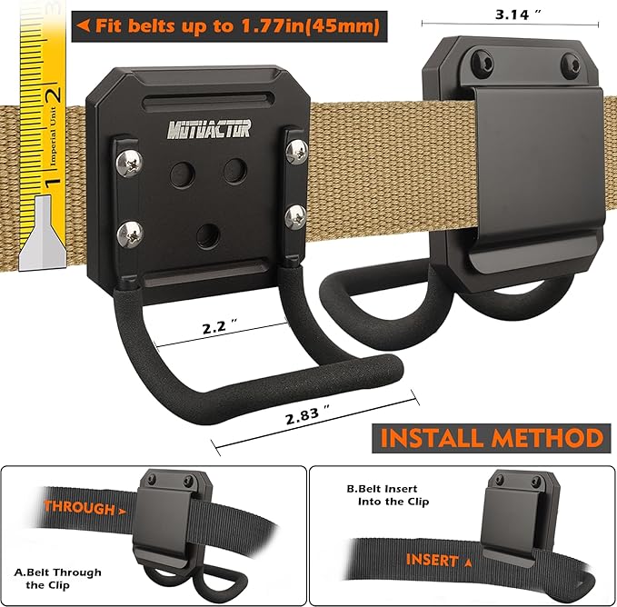 MUTUACTOR Hammer Holder for Belt Clip,Heavy Duty Tough Tool Clip for Drill Holder,1 Set Quickly Access Tool Belt Hammer Holder for Power Drill Drivers Heavy Duty Hatchet Hammers Mallets