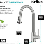 KRAUS Bolden 2-Function Single Handle Pull Down Kitchen Faucet in Spot-Free Stainless Steel, KPF-1616SFS