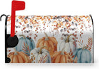 Fall Magnetic Mailbox Covers Autumn Pumpkin Mailbox Covers Standard Size 21 X 18 Inch Harvest Maple Leaf Post Letter Box Wrap Decor for Garden Yard Outside