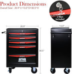 5-Drawer Steel Rolling Tool Cart with Wheels & Handle, Heavy-Duty Tool Chest Storage Cabinet for Garage and Workshop