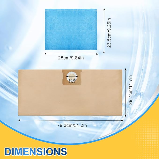 KEEPOW Pack 11(9+2) 19-3100 Shop Vac Bags Fit for Stanley 5-6 Gallon Wet/Dry Vacuums, Disposable Filter Vacuum Bags for Stanley