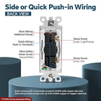 ThunderWay Matte White Single-Pole Decorator Wall Light Switch, Decorative Paddle Rocker Switch Replacement, 15A 120/277V, UL Listed for Residential Grade Applications, 30 Pack