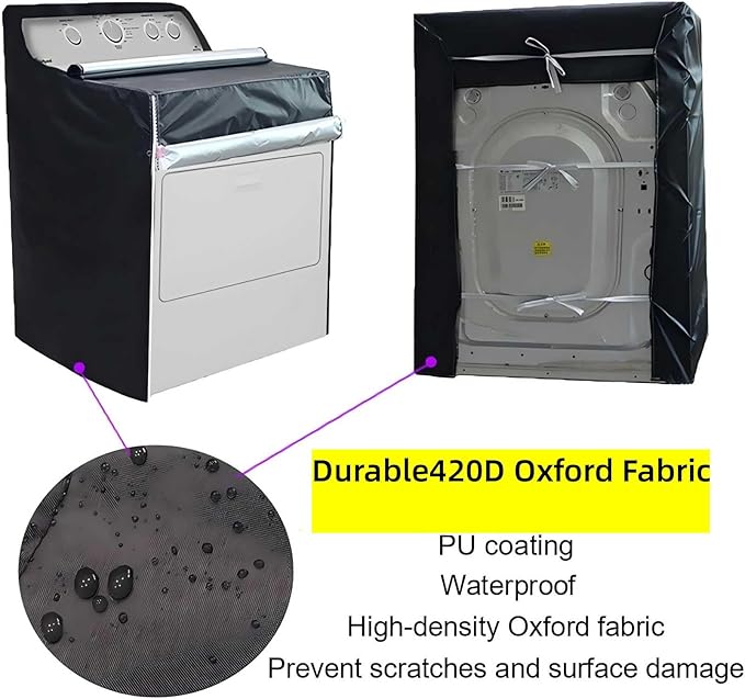 Ericlin 2Pack Washer and Dryer Covers,Top Load Washing Machine Cover Laundry Dryer Protect Cover Dustproof Waterproof Zipper Design for Easy Use Fit for Most Front-loading Machine(W29D28H43in) (Black)