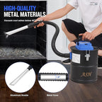 Ash Vacuum Cleaner -3.2 Gallon Fireplace Ash Vac with 800w Powerful Hose Non-Woven Dust Separator | Dry Stove Vacuum for Fireplaces Pellet Grill Wood Stove Fire Pits Blue