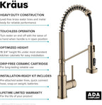 KRAUS Bolden Touchless Sensor Commercial Style 2-Function Single Handle Pull Down Kitchen Faucet in Spot-Free Antique Champagne Bronze, KSF-1610SFACB