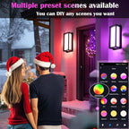 LED Smart Wall Sconces, 1Pack RGB Color Changing Outdoor Wall Light Fixtures, Exterior Lighting Fixtures via Tuya App Control, IP65 Waterproof Outside Light Fixtures for House Porch Yards