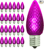 GoodBulb 0.6-Watt C9 Purple Diamond Faceted Holiday Light Bulbs Intermediate E17 Base 60 Lumens Christmas Lights Bulbs Ideal for Holiday Decorations Pack of 25 Bulbs