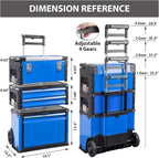BIG RED Stackable Rolling Tool Box Portable Metal Toolbox Organizer,Separate Rolling Upright Trolley Tool Chest with Wheels and 2 Drawers for Garage/Workshop,ATRJF-C305ABDU,19.1"L x 12.2"W x 30"H,Blue