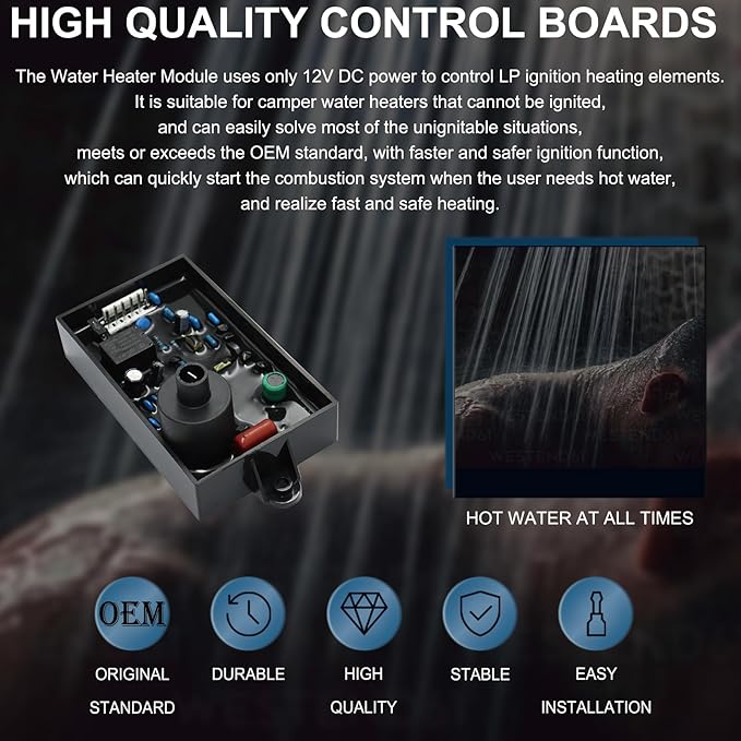 91367 RV Water Heater PC Ignition Control Board Replace for Atwood 93307, 93865, 93253 Compatible with GCH6-4E/6E/7E; G6A-6E/7E/8E; GH10-1E/2E/3E; GH6-3E/4E/6E/7E