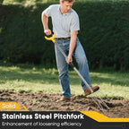 Pitchfork for Gardening, 48.5" Extendable Stainless Steel Garden Pitchfork with Handle, Suitable for Digging, Fertilizing, Transplanting, Multifunctional Garden Fork - 3 Tines