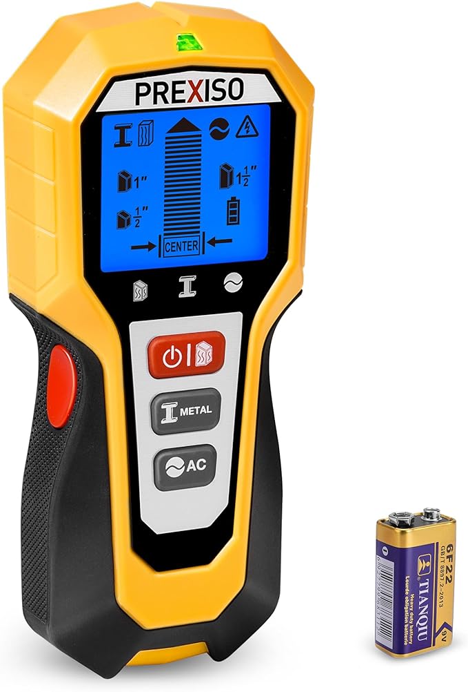 PREXISO Stud Finder Wall Scanner 5-in-1 Wall Stud Finders & Scanners, Stud Finder Tool with LED Indicator for Center Finding, Wood Ac Wire Metal Joist Pipe Stud Detector