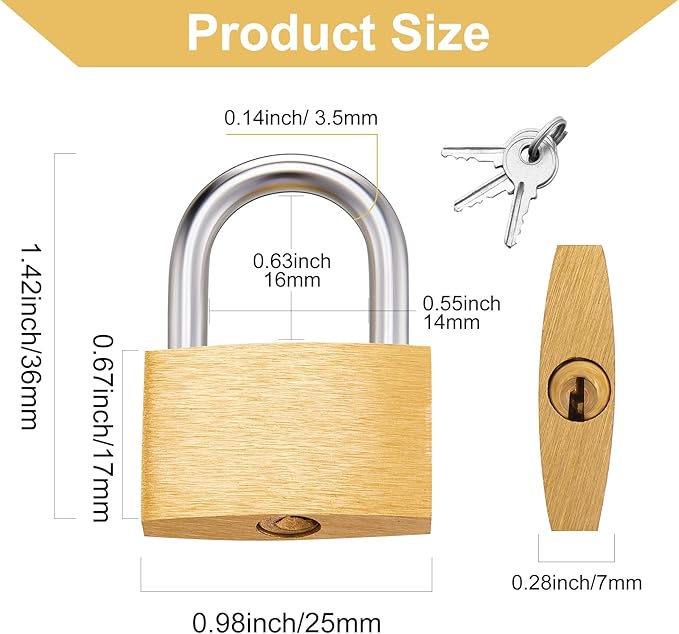 Kenning 16 Pcs Solid Keyed Alike Padlocks 0.98" Solid Brass Padlock with Key Weatherproof Luggage Locks Suitcase Lock Wide Body with Hardened Steel Shackle for Sheds, Storage Unit, Gym Fence
