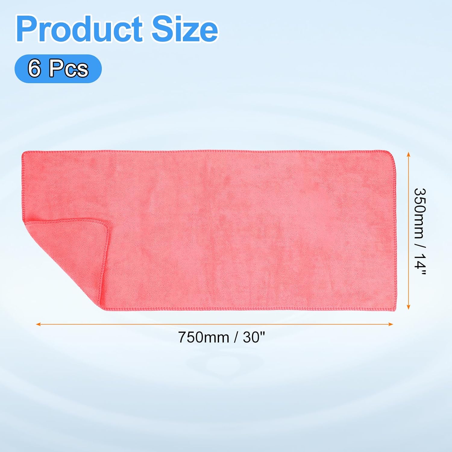 HARFINGTON 6 Pack Microfiber Cleaning Cloth, 30" x 14" Multi-Functional Cleaning Towels Reusable Absorbent Rags for Car Wash Kitchen Household Window Clean, Rose Red