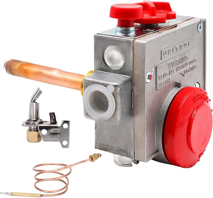 110-326 Gas Water Heater Control Valve w/Copper Probe Thermostat - Metal - Built for Durability & Precision