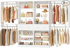 [10 FT Closet System] Reversible Set of 2 Wood Closet Organizer System with 2 Drawers, 4 Hanging Rods Adjustable Shelf, Walk In Closet Organizers with Shoe Rack, Garment Rack Clothes Rack, White