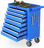 7-Drawer Rolling Tool Chest, Tool Box with 4 Wheels and Drawers, High Capacity Detachable Mobile Tool Storage Cabinet for Garage, Workshop, Mechanics and Repair Room (Blue)