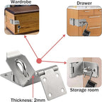 HOWDIA 4 Inch Door Lock Latch Padlock Hasp Set, 90 Degree Latch Lock with Screws and Padlock Stainless Steel Safety Right Angle Padlock Hasp Latch Security Door Clasp Hasp for Shed/Gate/Storage Lock