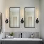 Black Wall Sconces 19.48'' Knurled Texture Indoor Wall Light Fixtures, Bathroom Vanity Light Fixtures with Clear Glass, Modern Wall Lamp for Bathroom Living Room Bedroom Hallway