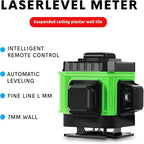 Laser Level, Laser Level 360 Self Leveling, 3x360° Green Cross Line for Construction and Picture Hanging, 3D 12 Lines Laser Level Self Leveling Tool with Rechargeable Battery