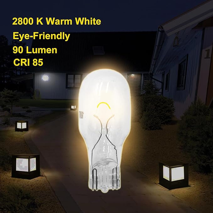 12-Pack 12 Volt 7 Watt Low Voltage T5 Landscape Light Bulbs for Malibu Lights Landscape, Appliance, RV, Outdoor,Lamp -2800K Warm White,CRI 85 (Clear)