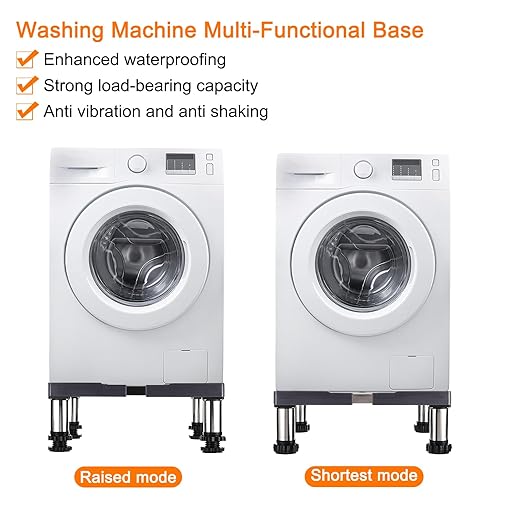 PATIKIL Mini Fridge Stand, 4 Strong Feet Laundry Stand Base Multi-Functional Adjustable Base Tray Anti-Vibration for Refrigerator Washing Machine Dryer AC, 5.5"-6.7" Height, 2Pack