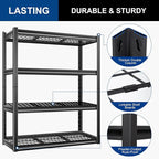 BILT HARD 46" W x 24" D x 72" H Heavy Duty Garage Shelving, 4-Tier Industrial Metal Shelving Units with Adjustable Shelf, Steel Utility Shelves for Warehouse, Garage