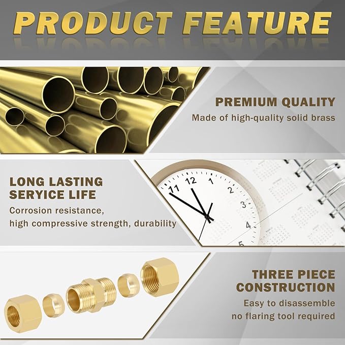 178 Pcs DOT Quick Push to Connect Fittings Straight Union & Brass Compression Tube Fittings 1/8" 5/32"1/4"5/16"3/8" 1/2" Air Line Fittings Push Lock Air Hose Fittings with Compression Union
