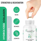 XpandAge's Bovine Collagen Peptides contain Biotin, Niacin, Vitamin C, Vitamin D, Thiamin, Paba, Hyaluronic acid, Turmeric, Bioperine, and more for healthy Hair, Nails, Beauty, Joint, and Bone health.