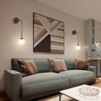 KCO Lighting Frosted White Glass Wall Sconce Set of Two Black Globe Ball Wall Light Adjustable Cord Industrial Vanity Wall Lamp for Bathroom Mirror Bedside Stairs (White)