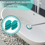 Shower Scrubber with Long Handle, 47'' Bathtub Scrub Brush, Bathroom Tub and Tile Cleaning Tool with 6 Refill Pads