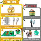 22Pcs Gardening Tools Set for Women Heavy Duty Garden Hand Tool Kit Gifts for Mom Beginner Gardener Gardening Accessories with SunflowerTote Bag/Shovel/RepottingMat/Plant Labels/Gloves-Yellow
