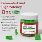 Zinc Gummies 30mg, High Absorption Fermented Zinc Supplements + Copper, Selenium, Vitamin C & D, Black Elderberry, Zinc Complex for Daily Immune Support, Powerful Antioxidant, Vegan, Sugar Free 2 Pack
