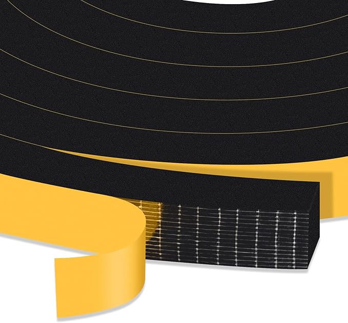 Window Insulation Weather Stripping, High Density Insulation Tape for Door, Soundproof Weatherproof Door Weather Stripping, Adhesive Foam Gasket Tape, Anti-Vibration(1/2 in x 1/2 in x 13Ft)