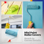 Leumoi 200 Pcs 4 Inch Mini Paint Roller Bulk Small Microfiber Roller Cover 1/2" Nap for Paint Brush for House Painting Supplies DIY Craft Home Wall Repair Tool Kit Set (Yellow Base, Black)
